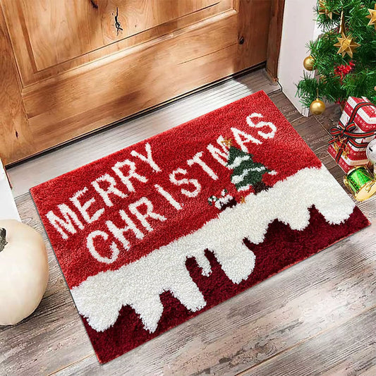Charming Festive Plaid Christmas Door Mat - Non-Slip Waterproof Welcome Rug for a Joyful Holiday Entrance