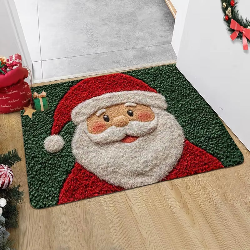 Charming Festive Plaid Christmas Door Mat - Non-Slip Waterproof Welcome Rug for a Joyful Holiday Entrance