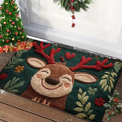 Charming Festive Plaid Christmas Door Mat - Non-Slip Waterproof Welcome Rug for a Joyful Holiday Entrance