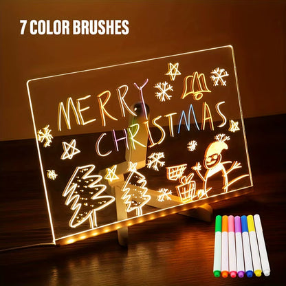 Brighten Up Your Space with the Colorful LED Note Board Night Light - Creative DIY Acrylic Message Board with 7 Erasable Pens for Kids' Birthday and Holiday Gifts