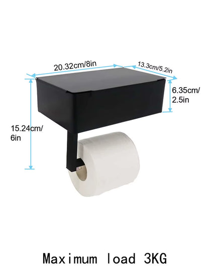 Upgrade Your Bathroom with a Chic Black Iron Wall-Mounted Toilet Paper and Wet Wipes Holder – Stylish Storage Solution!