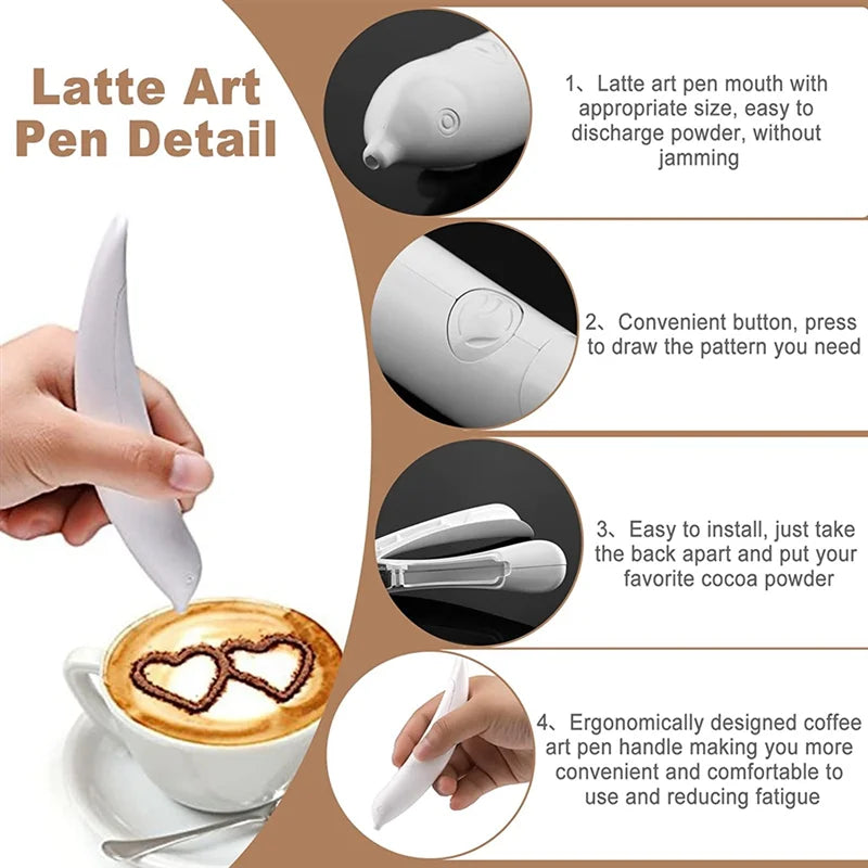 Transform Your Coffee and Cakes with the Electrical Latte Art Pen - Create Stunning Designs Effortlessly