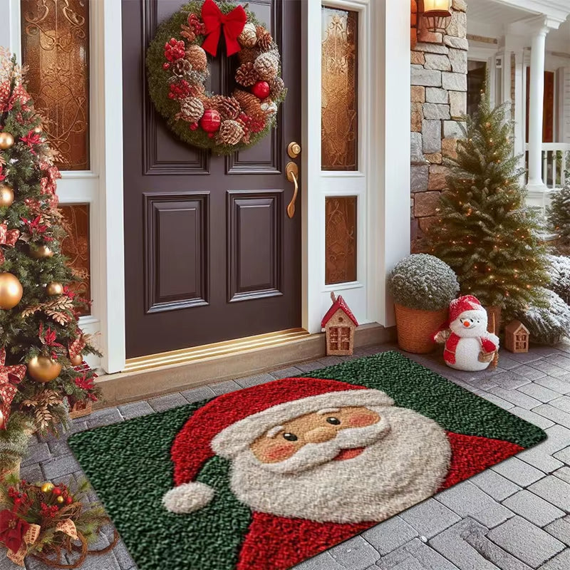 Charming Festive Plaid Christmas Door Mat - Non-Slip Waterproof Welcome Rug for a Joyful Holiday Entrance