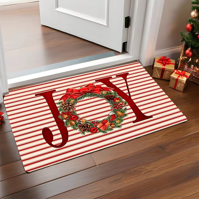Charming Festive Plaid Christmas Door Mat - Non-Slip Waterproof Welcome Rug for a Joyful Holiday Entrance
