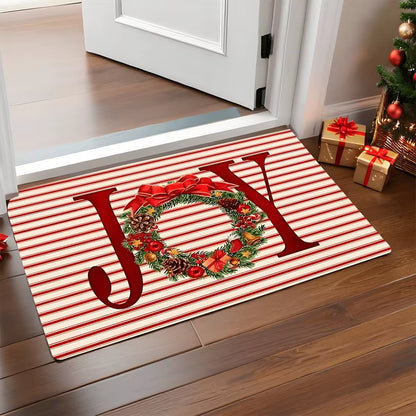 Charming Festive Plaid Christmas Door Mat - Non-Slip Waterproof Welcome Rug for a Joyful Holiday Entrance
