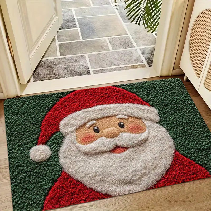Charming Festive Plaid Christmas Door Mat - Non-Slip Waterproof Welcome Rug for a Joyful Holiday Entrance