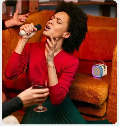 Unleash the Fun with the K12 Portable Bluetooth Karaoke Machine - Complete with PA Speaker System and Wireless Microphones for Ultimate Home Entertainment!