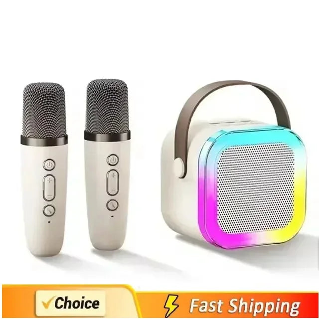 Unleash the Fun with the K12 Portable Bluetooth Karaoke Machine - Complete with PA Speaker System and Wireless Microphones for Ultimate Home Entertainment!