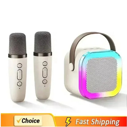 Unleash the Fun with the K12 Portable Bluetooth Karaoke Machine - Complete with PA Speaker System and Wireless Microphones for Ultimate Home Entertainment!