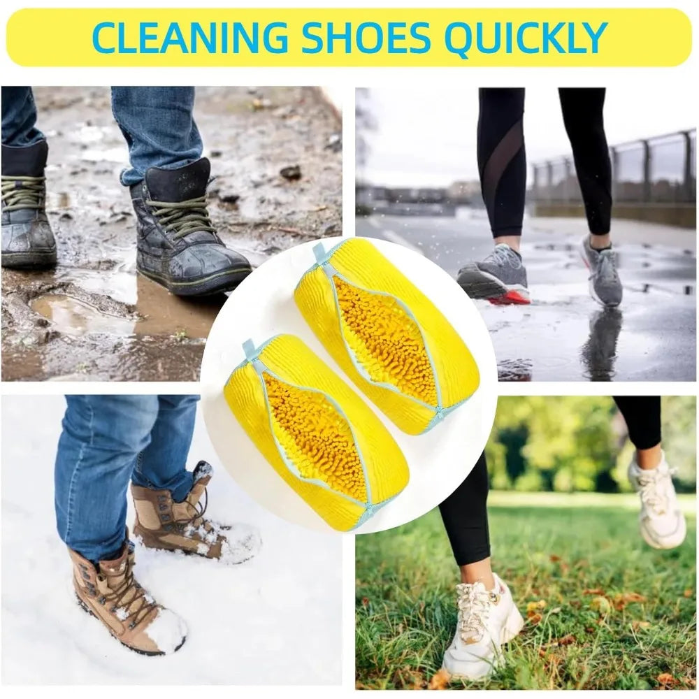 Experience Effortless Shoe Care with Our Durable Yellow Shoe Washing Machine Bag Featuring a Blue Zipper - Perfect for Sneakers and Casual Shoes!