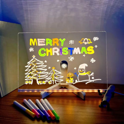 Brighten Up Your Space with the Colorful LED Note Board Night Light - Creative DIY Acrylic Message Board with 7 Erasable Pens for Kids' Birthday and Holiday Gifts