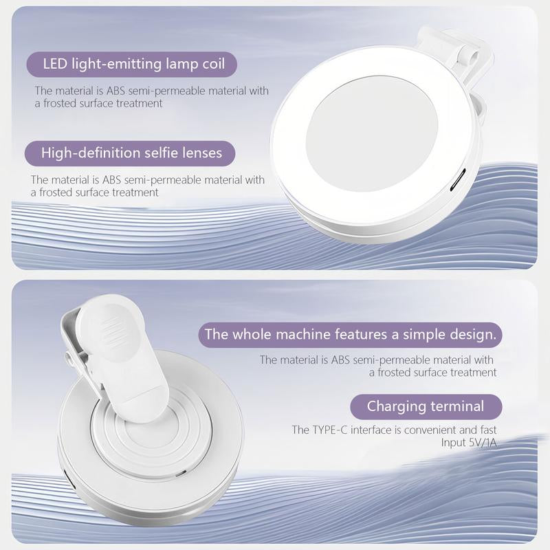 Illuminate Your Beauty: Ultimate 360° LED Ring Light with Mirror & Phone Holder - The Perfect 3-in-1 Rechargeable Makeup Light for Flawless Selfies, Live Streaming, and Video Calls - Portable, Foldable, and Adjustable for All Occasions!
