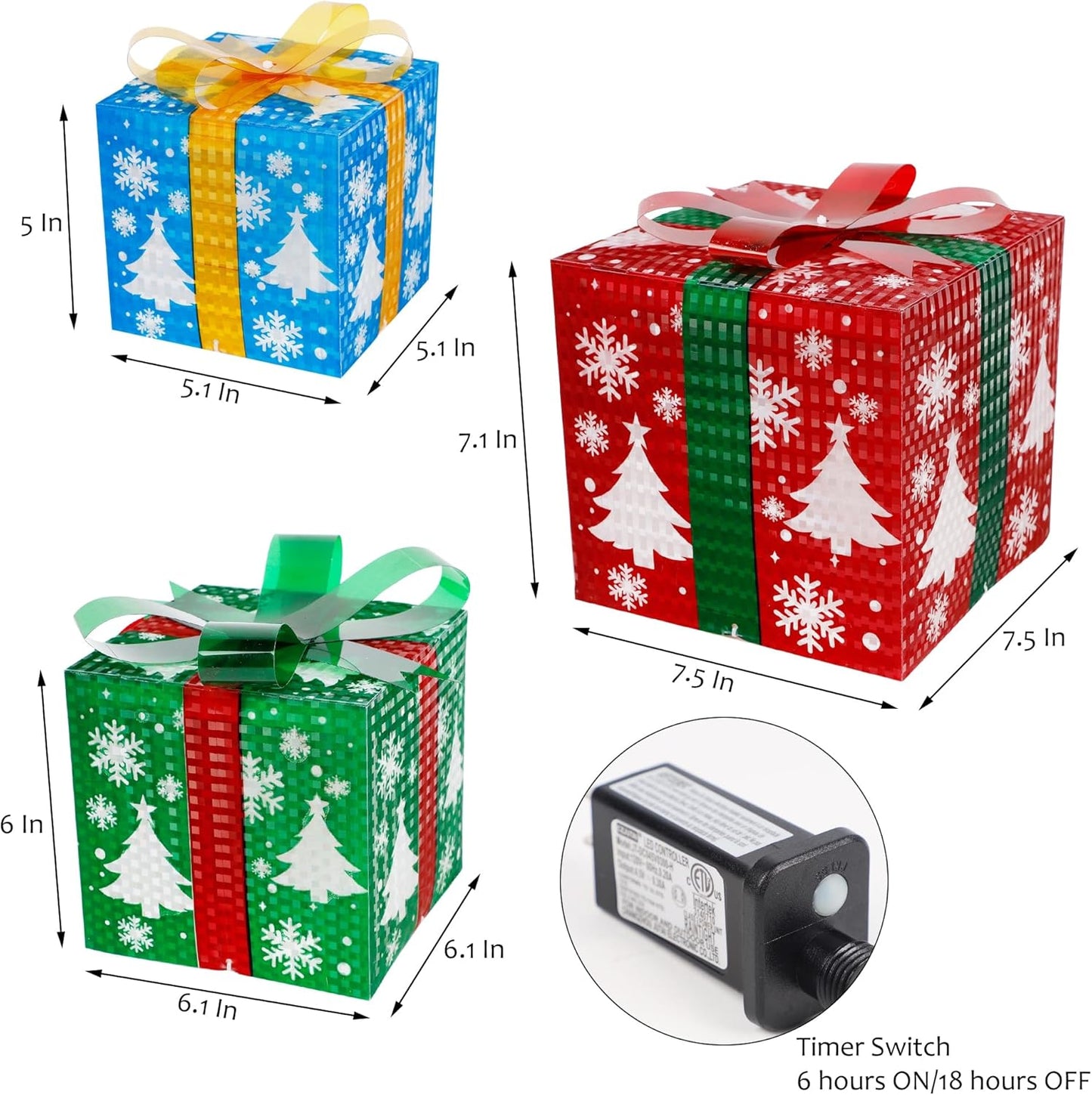 Transform Your Holiday Decor with Our Enchanting Set of 3 LED Lighted Snowflake Gift Boxes!