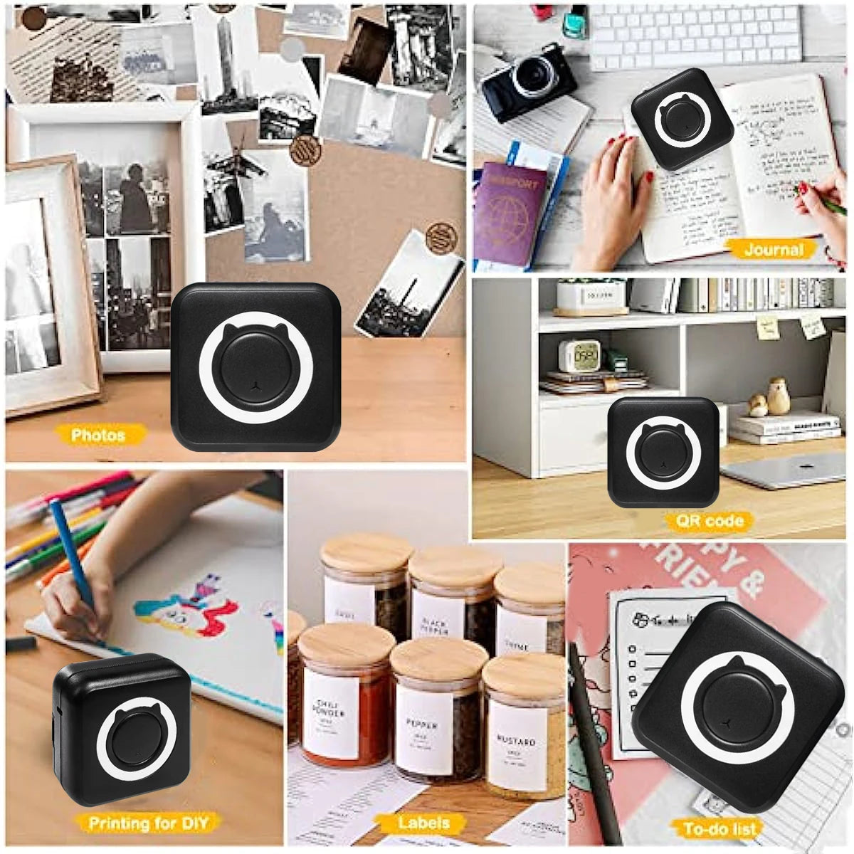 Compact and Versatile Mini Thermal Printer - Perfect for Photos and Labels with Wireless Bluetooth Connectivity for Android and iOS