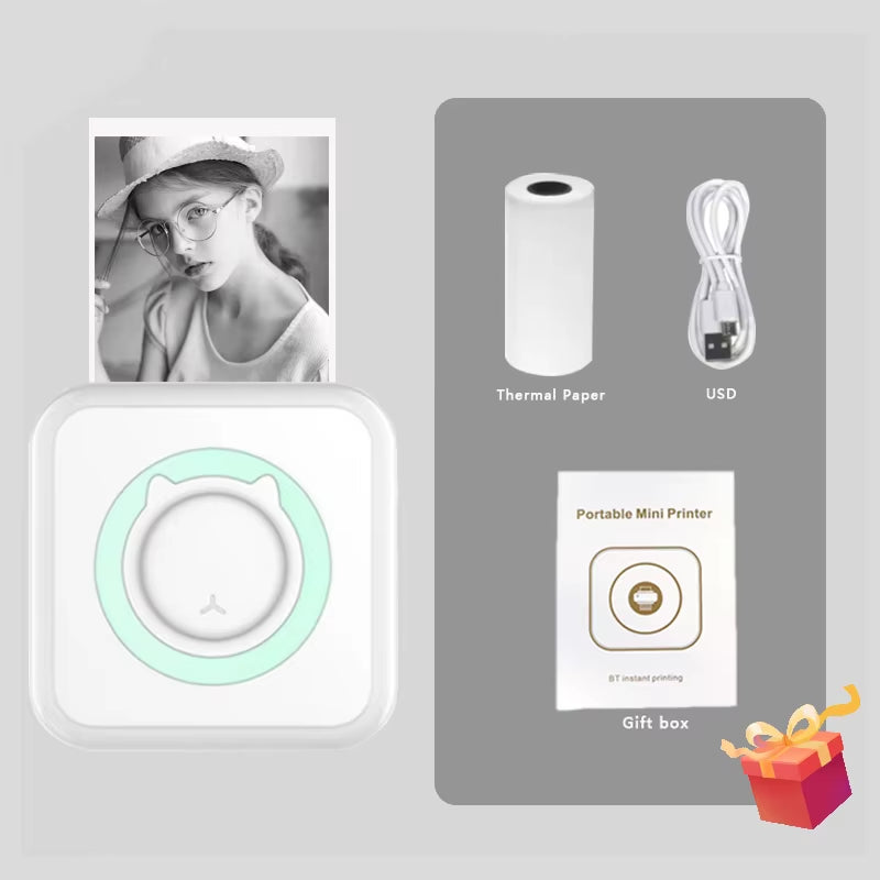 Compact and Versatile Mini Thermal Printer - Perfect for Photos and Labels with Wireless Bluetooth Connectivity for Android and iOS