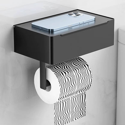Upgrade Your Bathroom with a Chic Black Iron Wall-Mounted Toilet Paper and Wet Wipes Holder – Stylish Storage Solution!